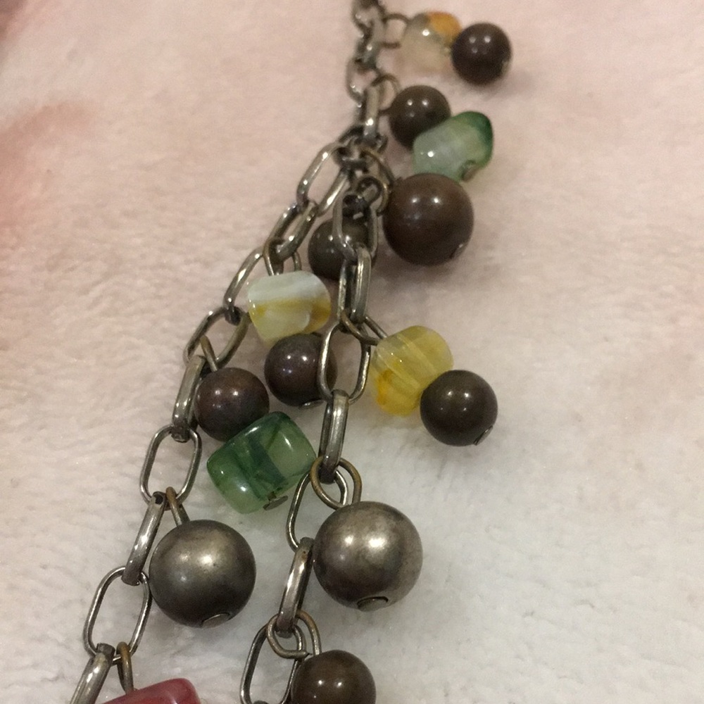 Rustic Vintage Metal Balls and Quartz Chip Chain Necklace Double strand Resale - Picture 9 of 14